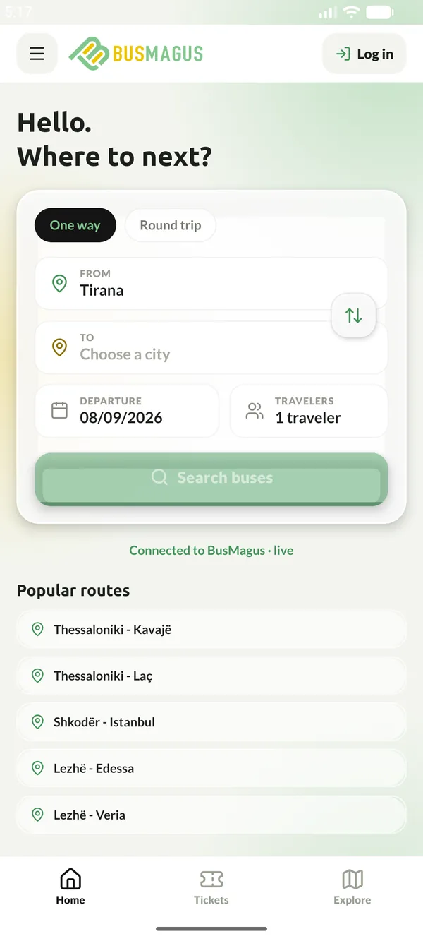 The search form on the Home tab